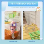 PawHut 18" 5-Tier Hamster Cage with Portable Carry Handle, Tubes and Tunnels, Includes Water Bottle, Food Dish and Exercise Wheel, Orange - Image 5