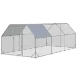 18.7'x9.2'x6.4' Large Chicken Coop for 15-18 Chickens, Walk-In Silver Chicken Run Pen Hen House with Roof Backyard Poultry - Image 11