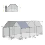 18.7'x9.2'x6.4' Large Chicken Coop for 15-18 Chickens, Walk-In Silver Chicken Run Pen Hen House with Roof Backyard Poultry - Image 3