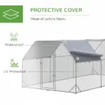 18.7'x9.2'x6.4' Large Chicken Coop for 15-18 Chickens, Walk-In Silver Chicken Run Pen Hen House with Roof Backyard Poultry - Image 7