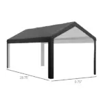 Outsunny 19.6' x 9.7' Carport Roof, UV Resistant Canopy Replacement, Fits 84C-378V00 and 84C-206 Series, Dark Gray - Image 3
