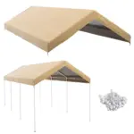 Outsunny 19.7' x 9.7' Carport Canopy Replacement Cover, UV Protection, Beige, with Ball Bungee Cords - Image 11