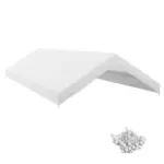 Outsunny 19.7' x 9.7' Carport Replacement Canopy UV Resistant Garage Car Cover with Ball Bungee Cords White