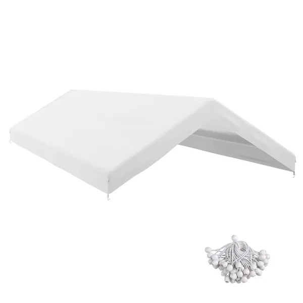 197-x-97-carport-replacement-canopy-uv-resistant-garage-car-cover-with-ball-bungee-cords-white.webp Outsunny 19.7' x 9.7' Carport Replacement Canopy UV Resistant Garage Car Cover with Ball Bungee Cords White - Image 1