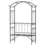 Outsunny 19.75 Inch Wide Metal Garden Arbor with Bench and Scrollwork - Image 11