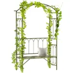 Outsunny 19.75 Inch Wide Metal Garden Arbor with Bench and Scrollwork