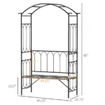 Outsunny 19.75 Inch Wide Metal Garden Arbor with Bench and Scrollwork - Image 3