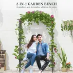 Outsunny 19.75 Inch Wide Metal Garden Arbor with Bench and Scrollwork - Image 4