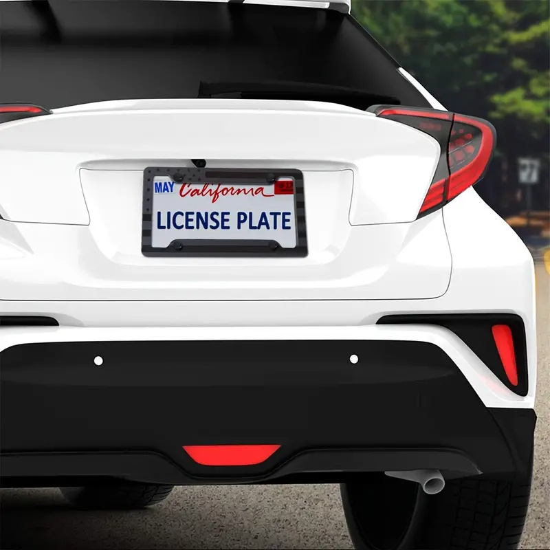 Black 3D American Flag License Plate Frame ABS Car Tag Holder