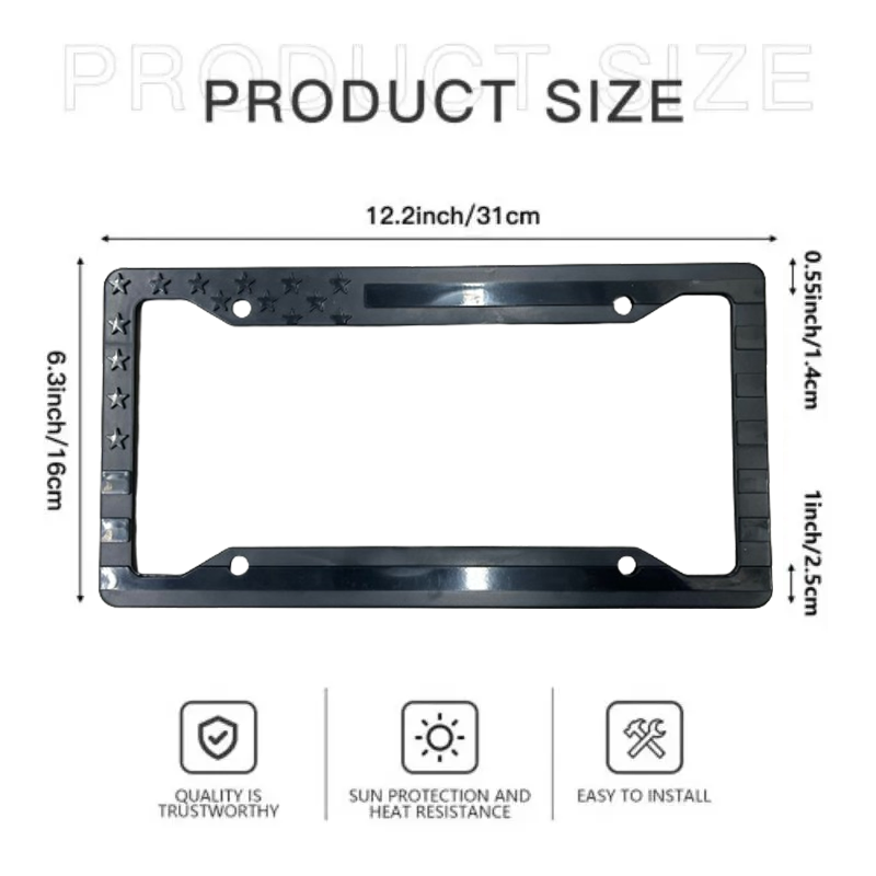 Black 3D American Flag License Plate Frame ABS Car Tag Holder