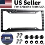 Black 3D American Flag License Plate Frame ABS Car Tag Holder