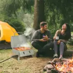 2 Burner Propane Gas Grill Portable Tabletop BBQ with Foldable Legs Lid Thermometer for Camping Light Grey - Image 12