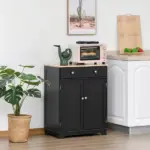 HOMCOM 2-Door Sideboard Buffet Cabinet, Kitchen Cabinet, Coffee Bar Cabinet with Adjustable Shelf and 2 Drawers for Dining Room, Hallway, Black - Image 2