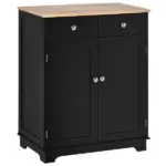 HOMCOM 2-Door Sideboard Buffet Cabinet, Kitchen Cabinet, Coffee Bar Cabinet with Adjustable Shelf and 2 Drawers for Dining Room, Hallway, Black