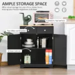 HOMCOM 2-Door Sideboard Buffet Cabinet, Kitchen Cabinet, Coffee Bar Cabinet with Adjustable Shelf and 2 Drawers for Dining Room, Hallway, Black - Image 4
