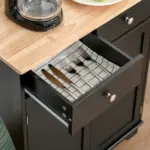 HOMCOM 2-Door Sideboard Buffet Cabinet, Kitchen Cabinet, Coffee Bar Cabinet with Adjustable Shelf and 2 Drawers for Dining Room, Hallway, Black - Image 9