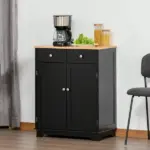 HOMCOM 2-Door Sideboard Buffet Cabinet, Kitchen Cabinet, Coffee Bar Cabinet with Adjustable Shelf and 2 Drawers for Dining Room, Hallway, Black - Image 10