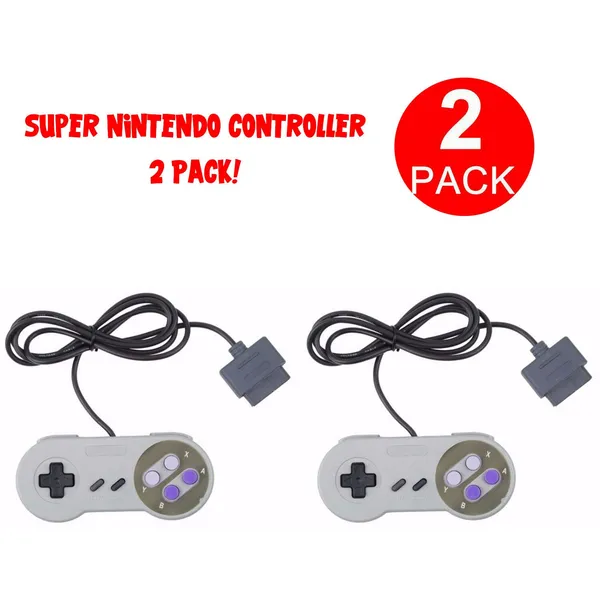 2-for-new-super-nintendo-snes-system-console-replacement-controller-6ft-sns-005-3.webp 2 Pack Replacement Wired Controllers Compatible with Super Nintendo SNES 6 Foot Cable - Image 1