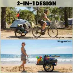 Soozier 2-In-1 Bike Cargo Trailer and Wagon Cart, Multi-Use Bicycle Trailer with Quick Release 16" Pneumatic Wheels, Kickstand - Image 3
