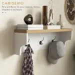HOMCOM 2-in-1 Coat Rack Shoe Bench Set 9 Pair Storage Cabinet Hall Tree Entryway Hallway Mudroom Bedroom Organizer White - Image 6