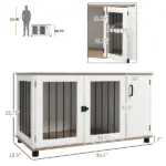 2-In-1 Dog Crate Table with Double Doors and Storage, Dog Cage for Medium and Large-sized Dogs, Walnut and White - Image 3
