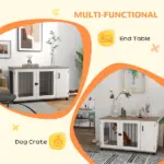 2-In-1 Dog Crate Table with Double Doors and Storage, Dog Cage for Medium and Large-sized Dogs, Walnut and White - Image 5