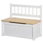 2-in-1 Kids Wooden Toy Organizer Chest Storage Box with Seat Bench Cabinet Chunk Cube with Safety Pneumatic Rod White - Image 11