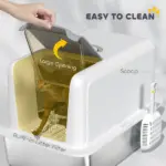 2 in 1 Stainless Steel Cat Litter Box with Removable Lid, Scoop, Filter Bags, for Small to Large Cats, White - Image 5