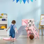 2-in-1 Toddler Slide and Basketball Hoop, Indoor Pink Slide, Easy Setup, Fun for 18-36 Months - Image 2