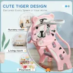 2-in-1 Toddler Slide and Basketball Hoop, Indoor Pink Slide, Easy Setup, Fun for 18-36 Months - Image 5