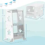 2 in 1 Toddler Tower with Safety Rail for Bathroom, Sink, Kitchen or Counter, White - Image 3