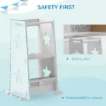 2 in 1 Toddler Tower with Safety Rail for Bathroom, Sink, Kitchen or Counter, White - Image 4