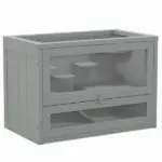 2-Level Hamster Home, Openable Top and Door, Includes Shelf and Ladder, Space-Saving Design, Gray - Image 11