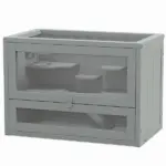 2-Level Hamster Home, Openable Top and Door, Includes Shelf and Ladder, Space-Saving Design, Gray