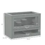 2-Level Hamster Home, Openable Top and Door, Includes Shelf and Ladder, Space-Saving Design, Gray - Image 3