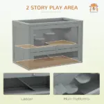2-Level Hamster Home, Openable Top and Door, Includes Shelf and Ladder, Space-Saving Design, Gray - Image 4