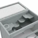 2-Level Hamster Home, Openable Top and Door, Includes Shelf and Ladder, Space-Saving Design, Gray - Image 7