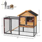 2 Level Outdoor Rabbit Hutch with Asphalt Roof, Removable Tray and Ramp, Light Yellow - Image 3