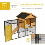 2 Level Outdoor Rabbit Hutch with Asphalt Roof, Removable Tray and Ramp, Light Yellow - Image 5