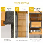 2 Level Outdoor Rabbit Hutch with Asphalt Roof, Removable Tray and Ramp, Light Yellow - Image 7