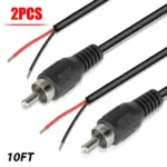 2 Pack 10 Foot RCA Male to Bare Wire Speaker Repair Cables 24AWG - Image 12
