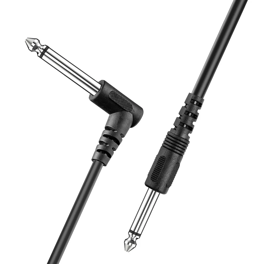 2 Pack 10 Foot 1/4 Inch Instrument Cables with Straight and Right Angle Plugs