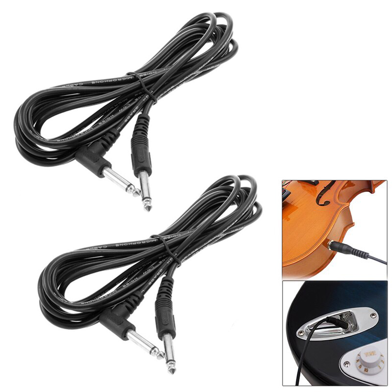 2 Pack 10 Foot 1/4 Inch Instrument Cables with Straight and Right Angle Plugs