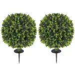 HOMCOM 2 Pack 1.3 Ft Artificial Ball Boxwood Topiary with Ground Stake, UV Resistant Faux Greenery for Indoor Outdoor - Image 12