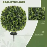 HOMCOM 2 Pack 1.3 Ft Artificial Ball Boxwood Topiary with Ground Stake, UV Resistant Faux Greenery for Indoor Outdoor - Image 4