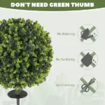 HOMCOM 2 Pack 1.3 Ft Artificial Ball Boxwood Topiary with Ground Stake, UV Resistant Faux Greenery for Indoor Outdoor - Image 5