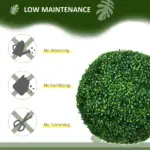 HOMCOM 2 Pack 19.75 Inch Artificial Ball Boxwood Topiary Trees Balls, Indoor Outdoor Fake Plants for Home, Office and Living Room Decor - Image 6