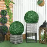 HOMCOM 2 Pack 19.75 Inch Artificial Ball Boxwood Topiary Trees Balls, Indoor Outdoor Fake Plants for Home, Office and Living Room Decor - Image 10