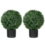 2 Pack 20.5" Artificial Boxwood Topiary Trees with Pots Indoor/Outdoor Decorative Faux Plants - Image 12