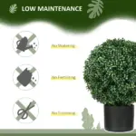 2 Pack 20.5" Artificial Boxwood Topiary Trees with Pots Indoor/Outdoor Decorative Faux Plants - Image 6